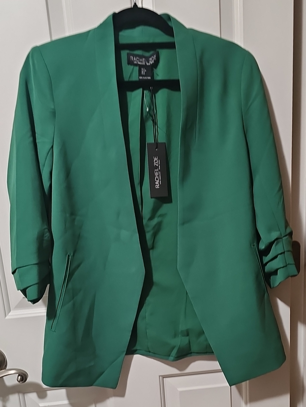 Women's Size Small Rachel Zoe Green Open-Front Blazer Jacket New W/tag